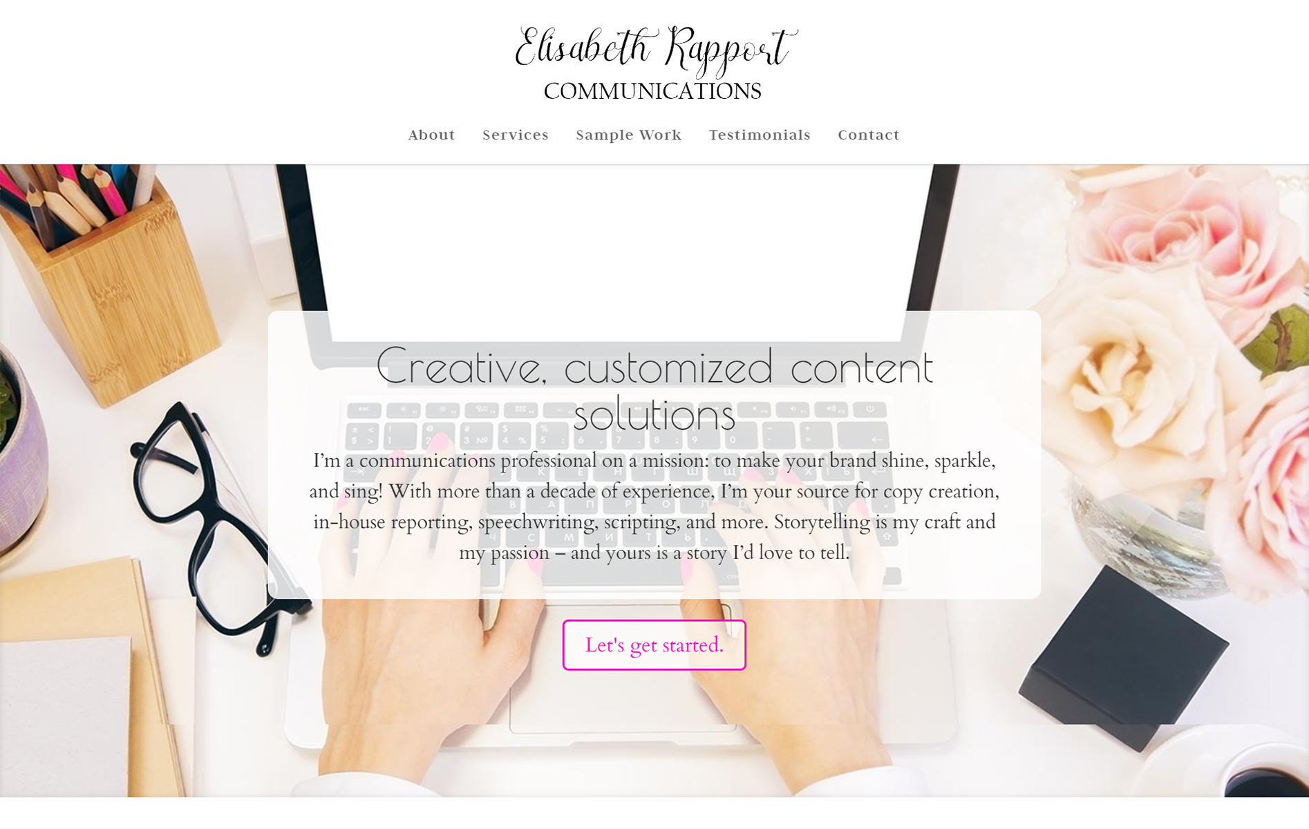 Elisabeth Rapport Communications homepage screenshot