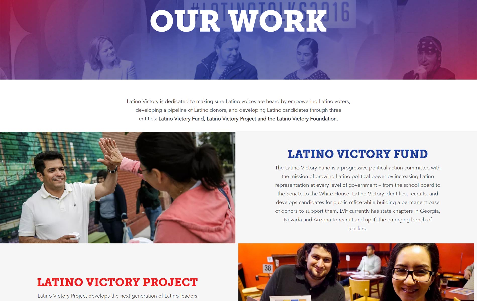 Latino Victory About page screenshot